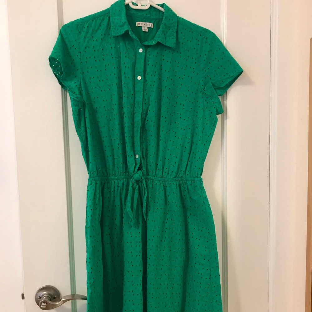 Jcrew eyelet collared tie-front dress